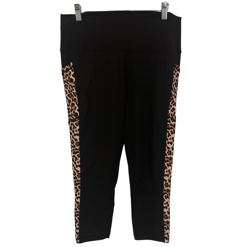 Zyia Active Black Leopard Side 20" Capri Leggings Size 16 / 18